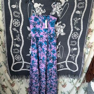 Floral Blue and Purple Maxi Dress